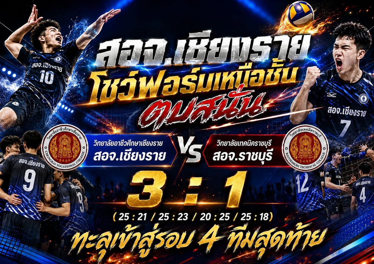 สอจ.เชียงราย โชว์ฟอร์มเหนือชั้น ตบสนั่น