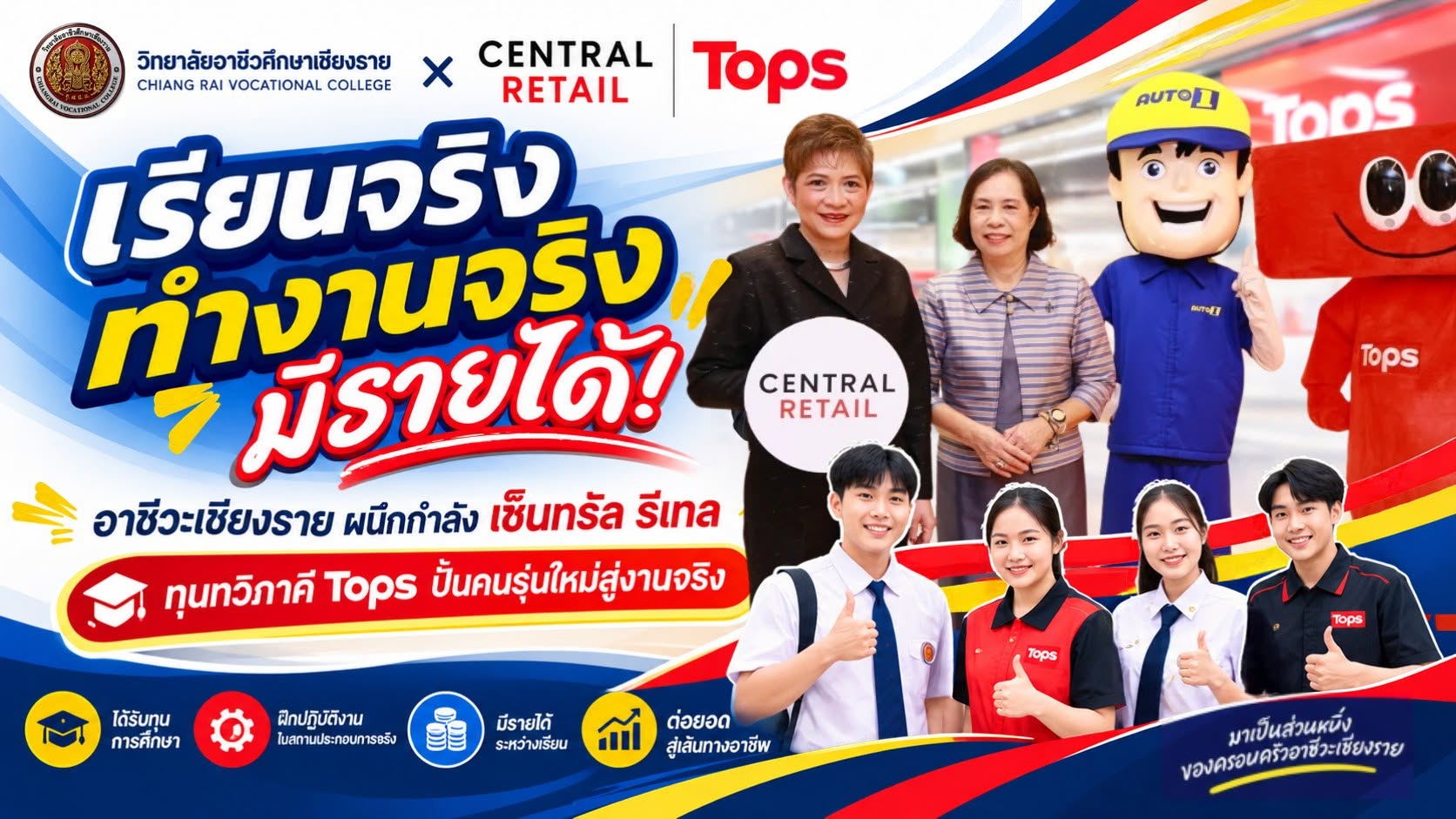 ผนึกกำลัง “เซ็นทรัล รีเทล” ปั้นคนรุ่นใหม่ เรียนจริง ทำงานจริง มีรายได้ระหว่างเรียน